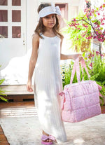 Vestido Longo Tricot Ponto Renda Cristal