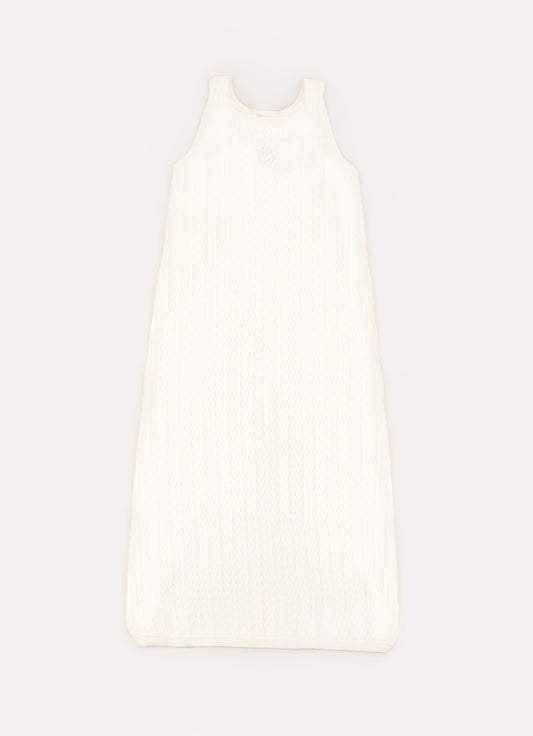 Vestido Longo Tricot Ponto Renda Cristal