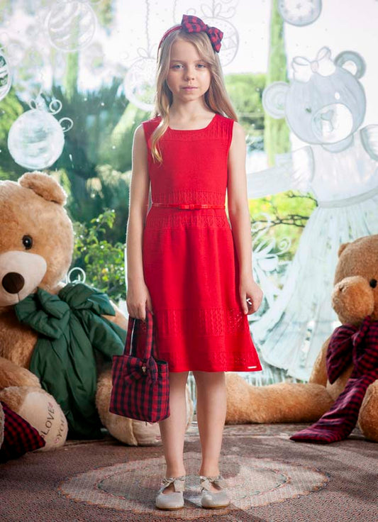 Vestido Tricot Ponto Rendado com Cinto