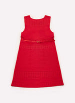 Vestido Tricot Ponto Rendado com Cinto