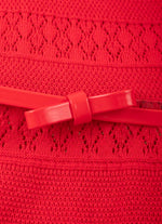 Vestido Tricot Ponto Rendado com Cinto