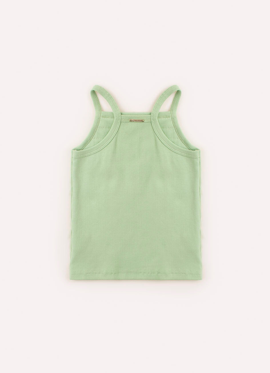 Blusa Alça Ribana e Tule
