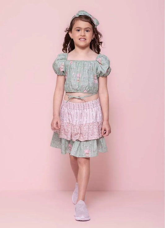 Blusa Cropped Algodão Estampado