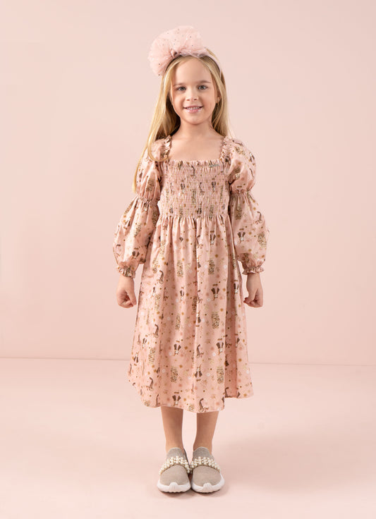 Vestido Algodão Lastex Manga Longa