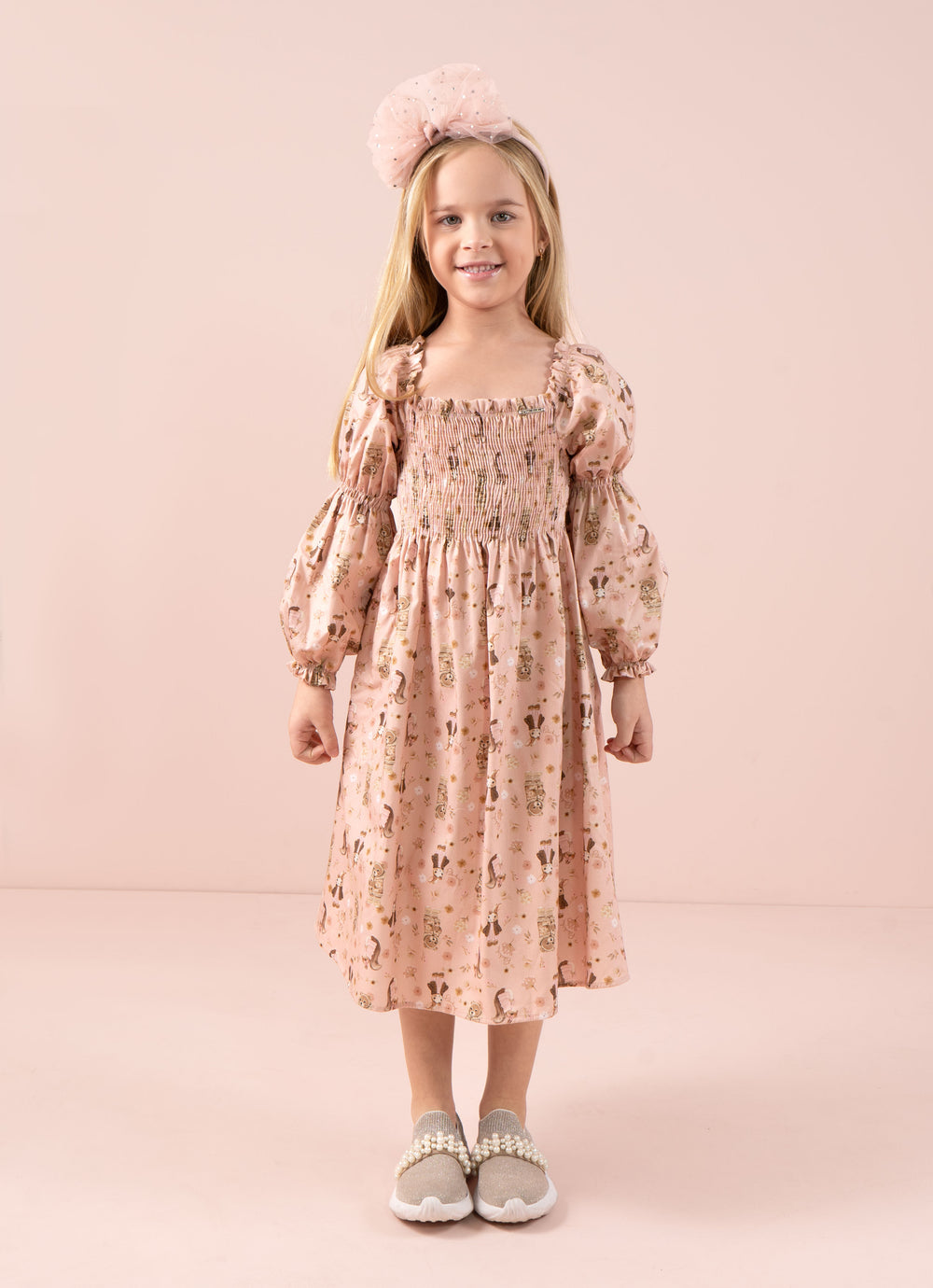 Vestido Algodão Lastex Manga Longa