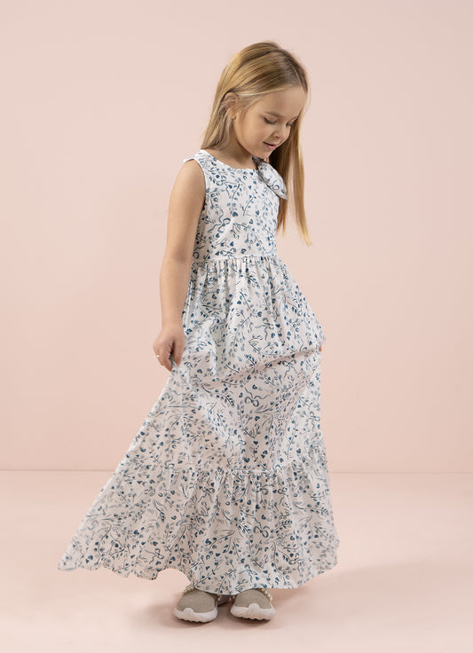 Vestido Algodão Floral Azul