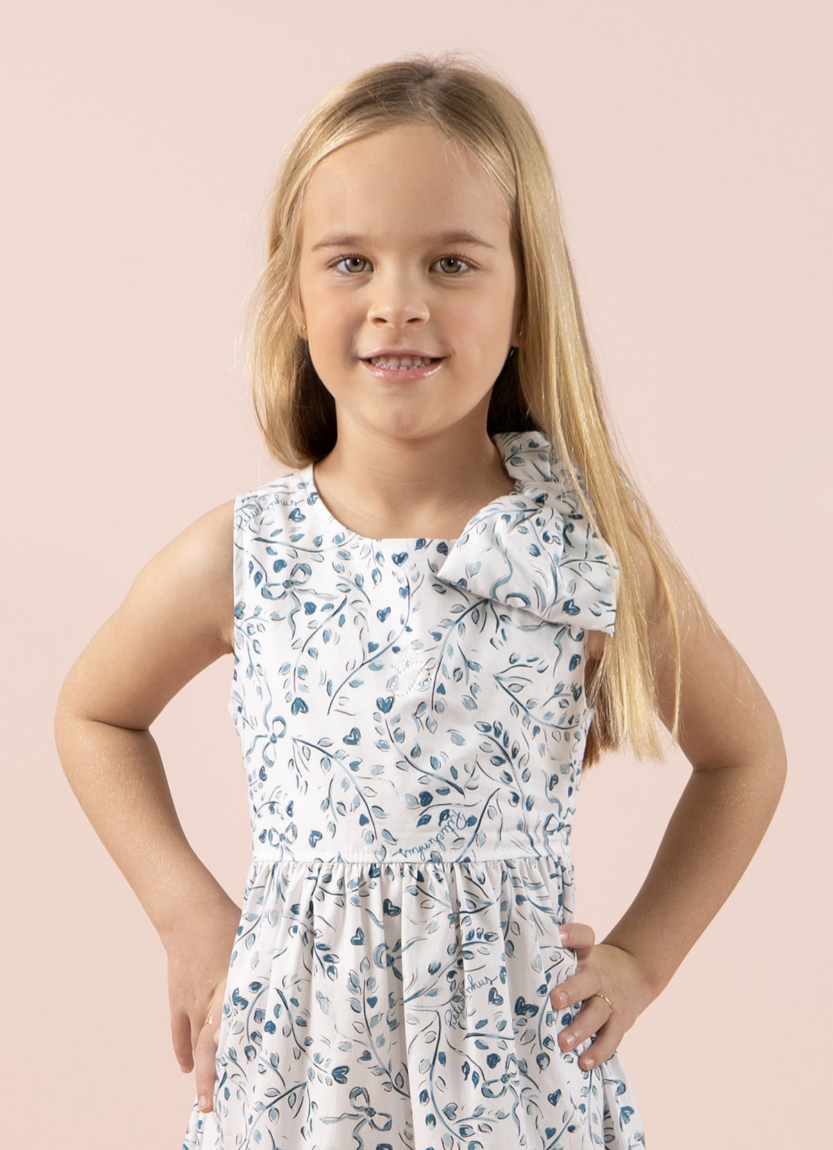 Vestido Algodão Floral Azul