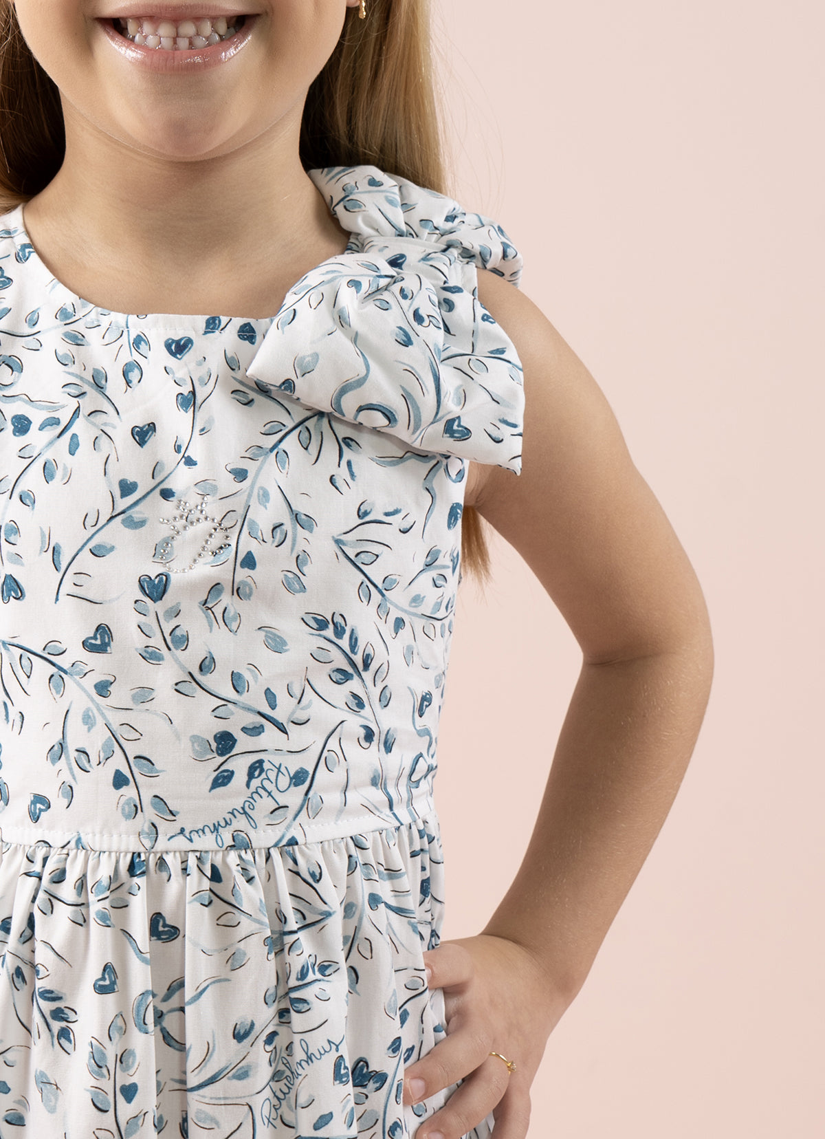Vestido Algodão Floral Azul