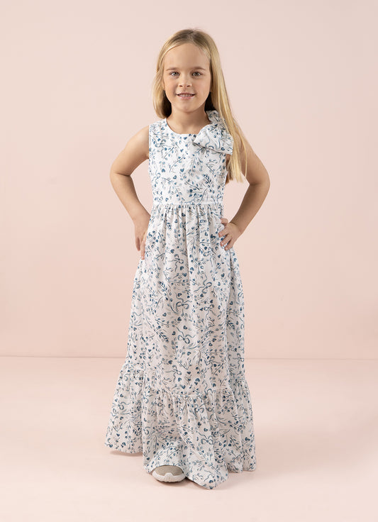 Vestido Algodão Floral Azul