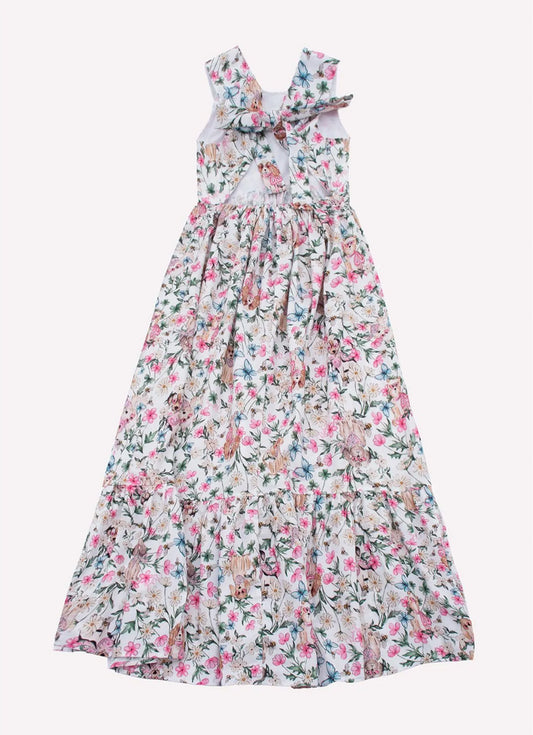 Vestido Longo Algodão Multi Flores e Cachorrinhos