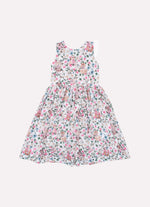 Vestido Algodão Multi Flores e Cachorrinhos Laço Costas