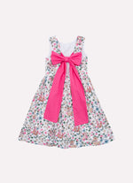 Vestido Algodão Multi Flores e Cachorrinhos Laço Costas