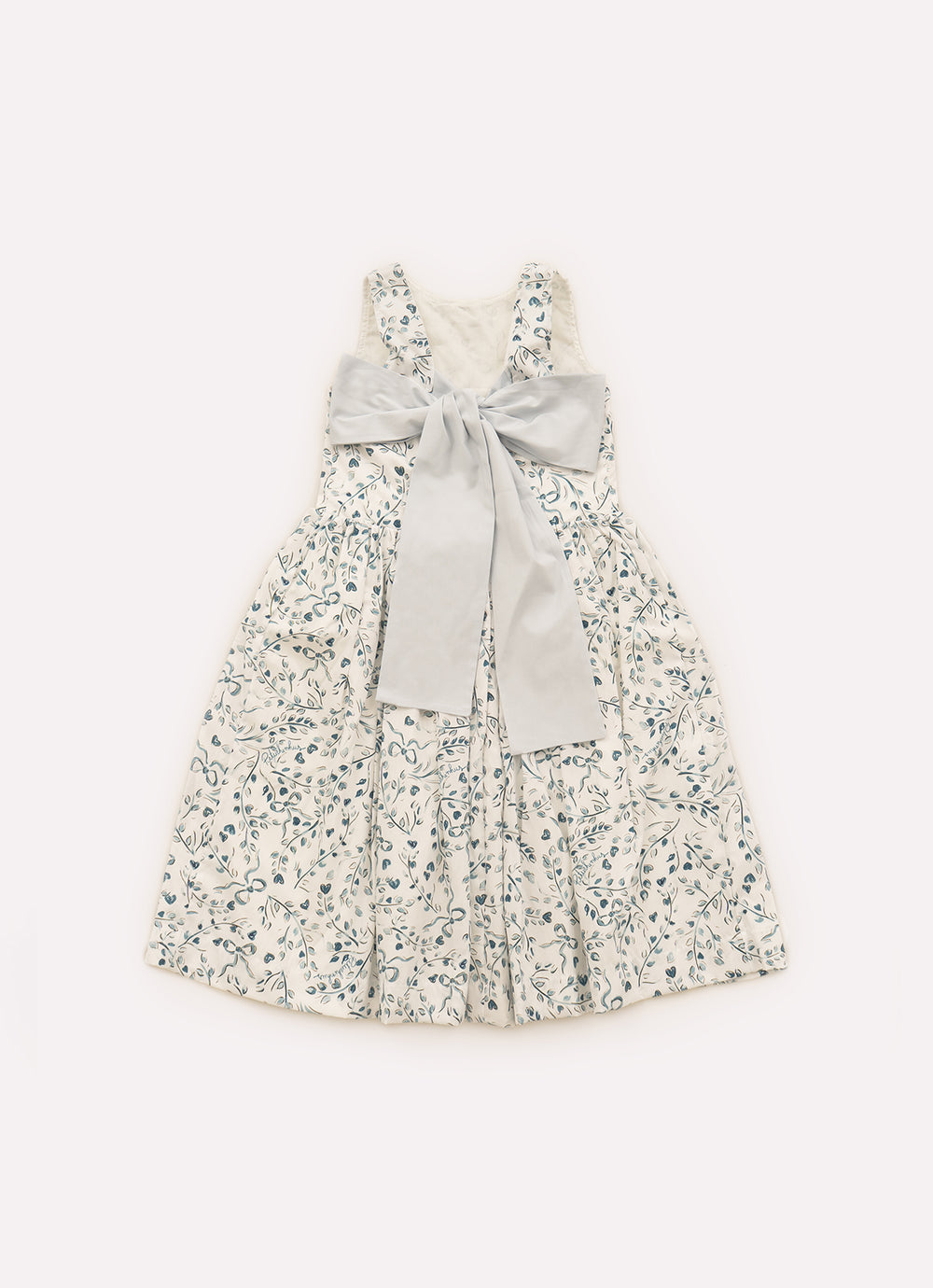 Vestido Algodão Multi Flores e Cachorrinhos Laço Costas