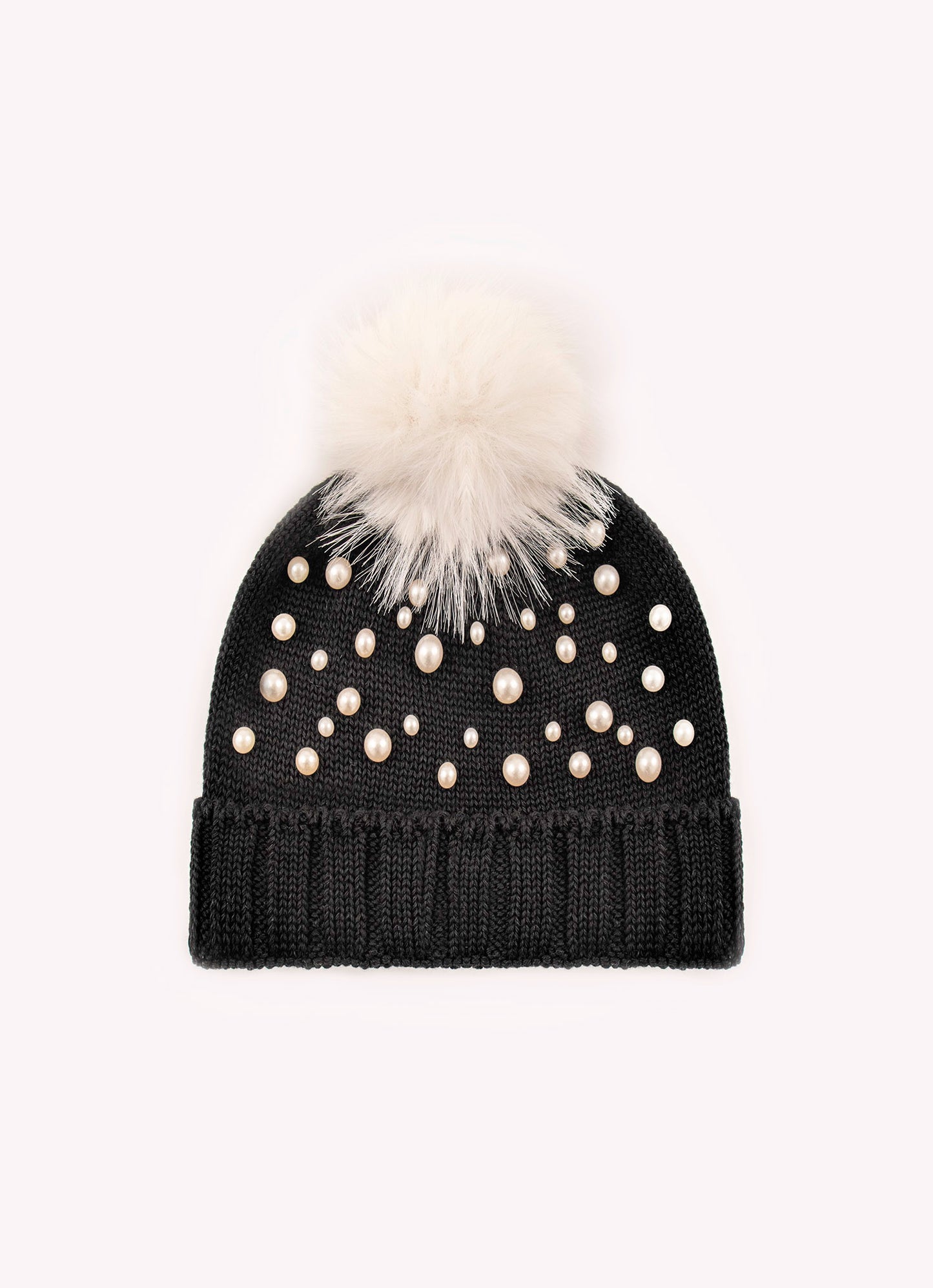 Touca Tricot Canelada Bordados Pompom Pele