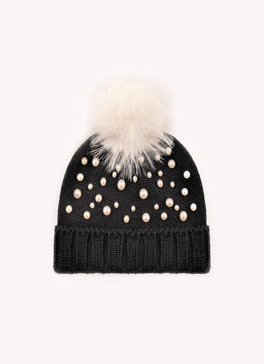 Touca Tricot Canelada Bordados Pompom Pele