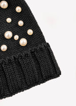 Touca Tricot Canelada Bordados Pompom Pele