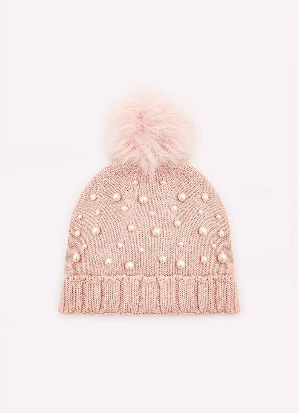 Touca Tricot Canelada Bordados Pompom Pele