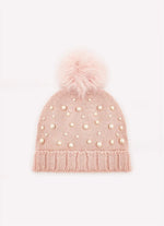 Touca Tricot Canelada Bordados Pompom Pele