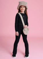 Calça Tricot Canelado Flare