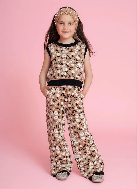 Colete Cropped Tricot Florzinhas