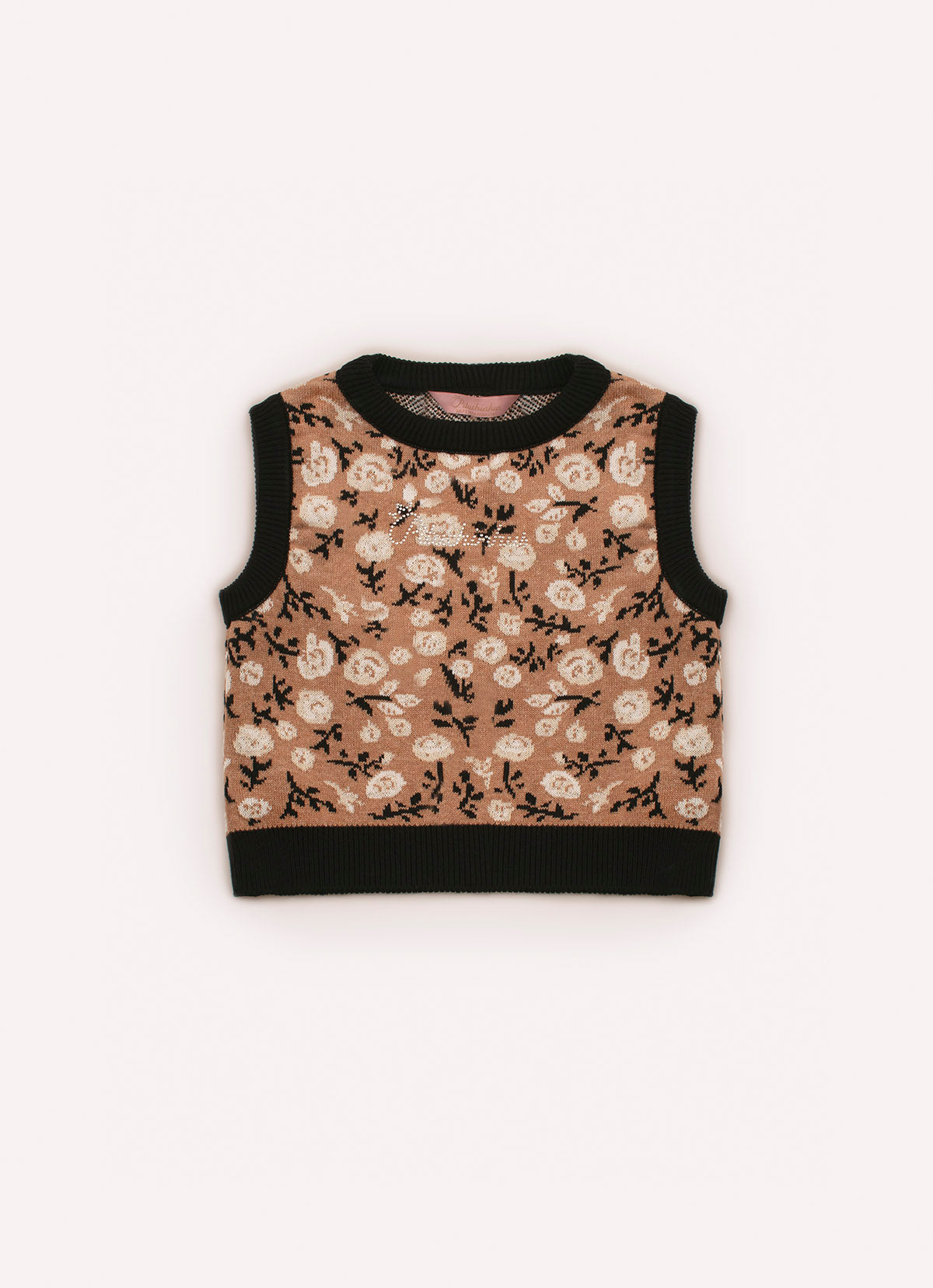 Colete Cropped Tricot Florzinhas