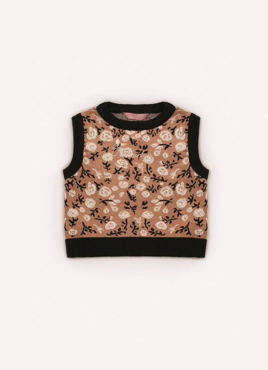 Colete Cropped Tricot Florzinhas