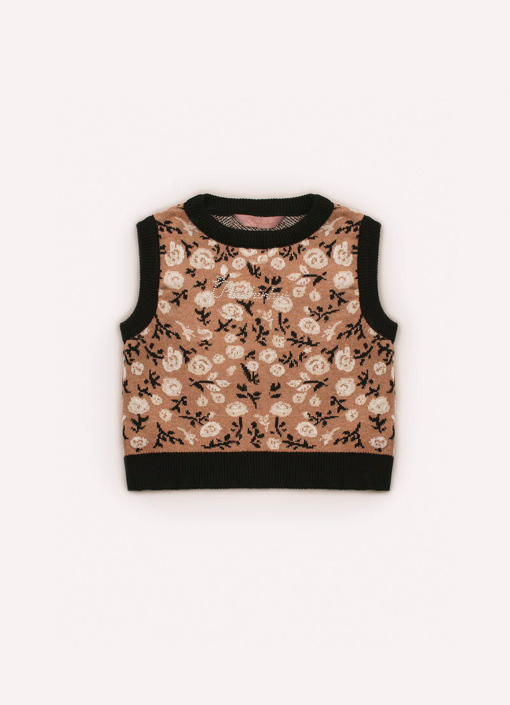 Colete Cropped Tricot Florzinhas