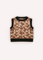 Colete Cropped Tricot Florzinhas