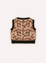 Colete Cropped Tricot Florzinhas