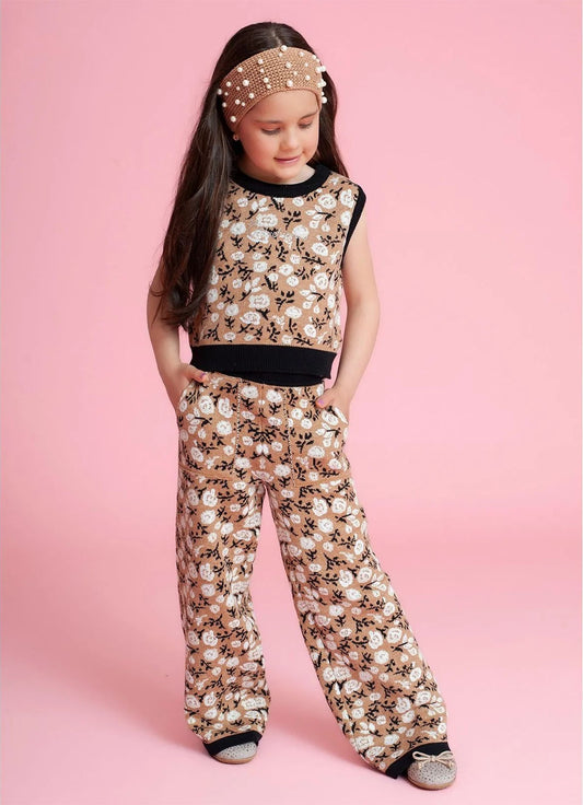 Calça Tricot Florzinhas