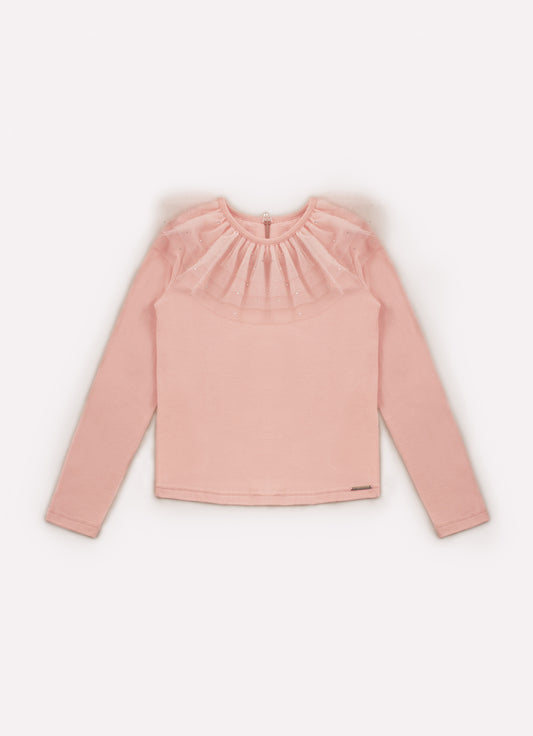 Blusa Cotton Gola Tule