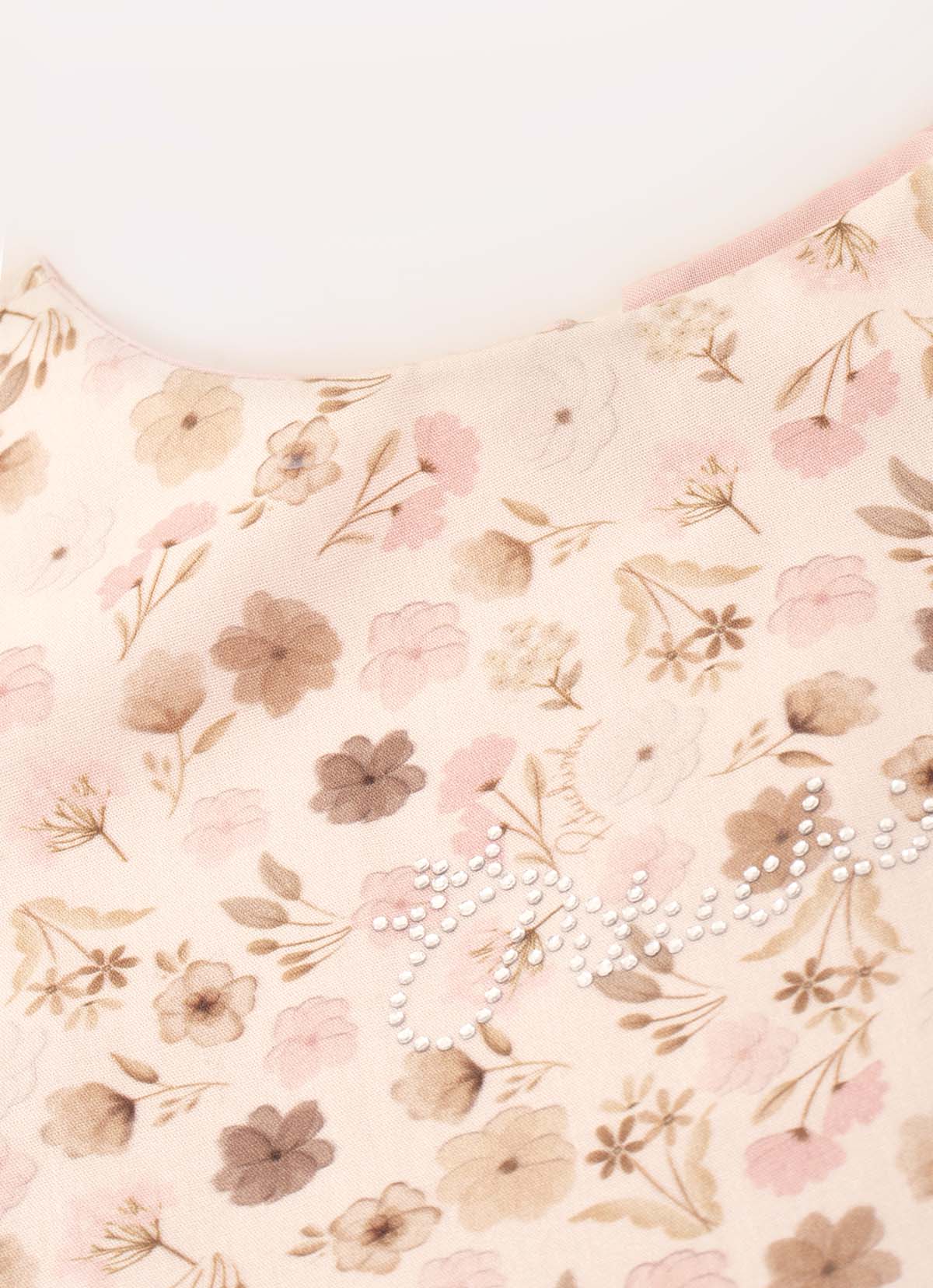 Vestido Algodão Estampado e Tule