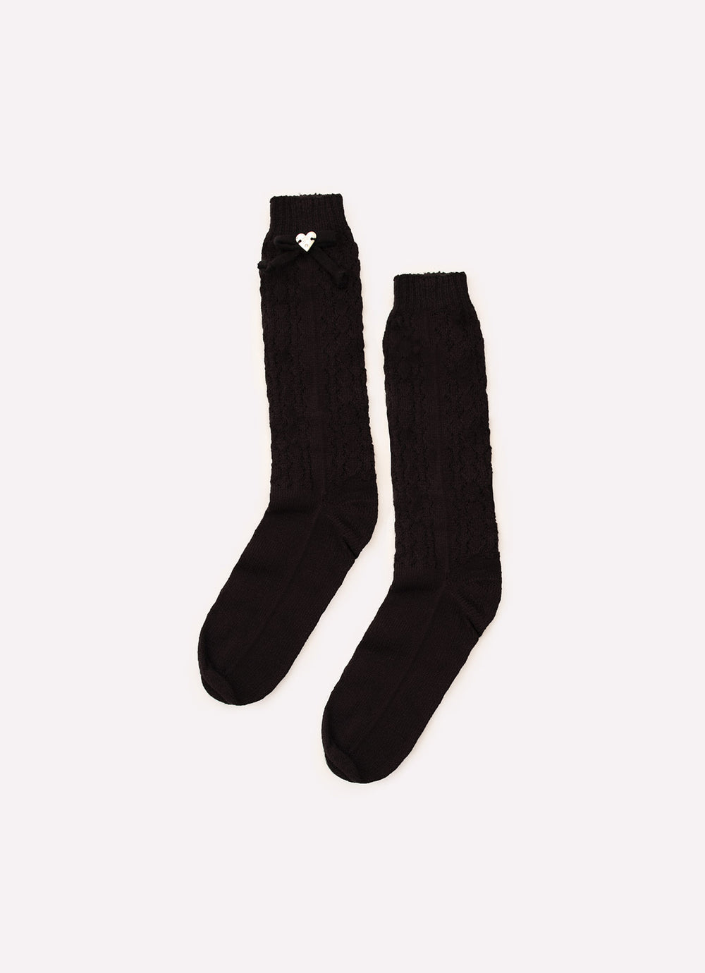 Meia Tricot Ponto Renda Laço