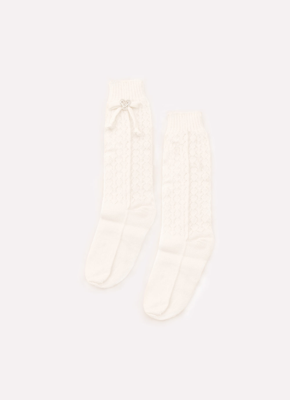 Meia Tricot Ponto Renda Laço