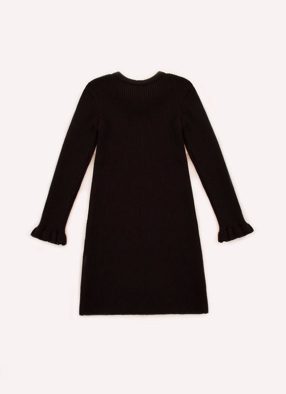 Vestido Tricot Canelado Gola Renda