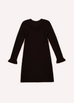Vestido Tricot Canelado Gola Renda