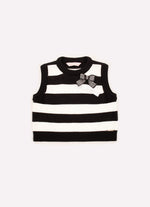 Colete Tricot Cropped Listrado Laços Cristal