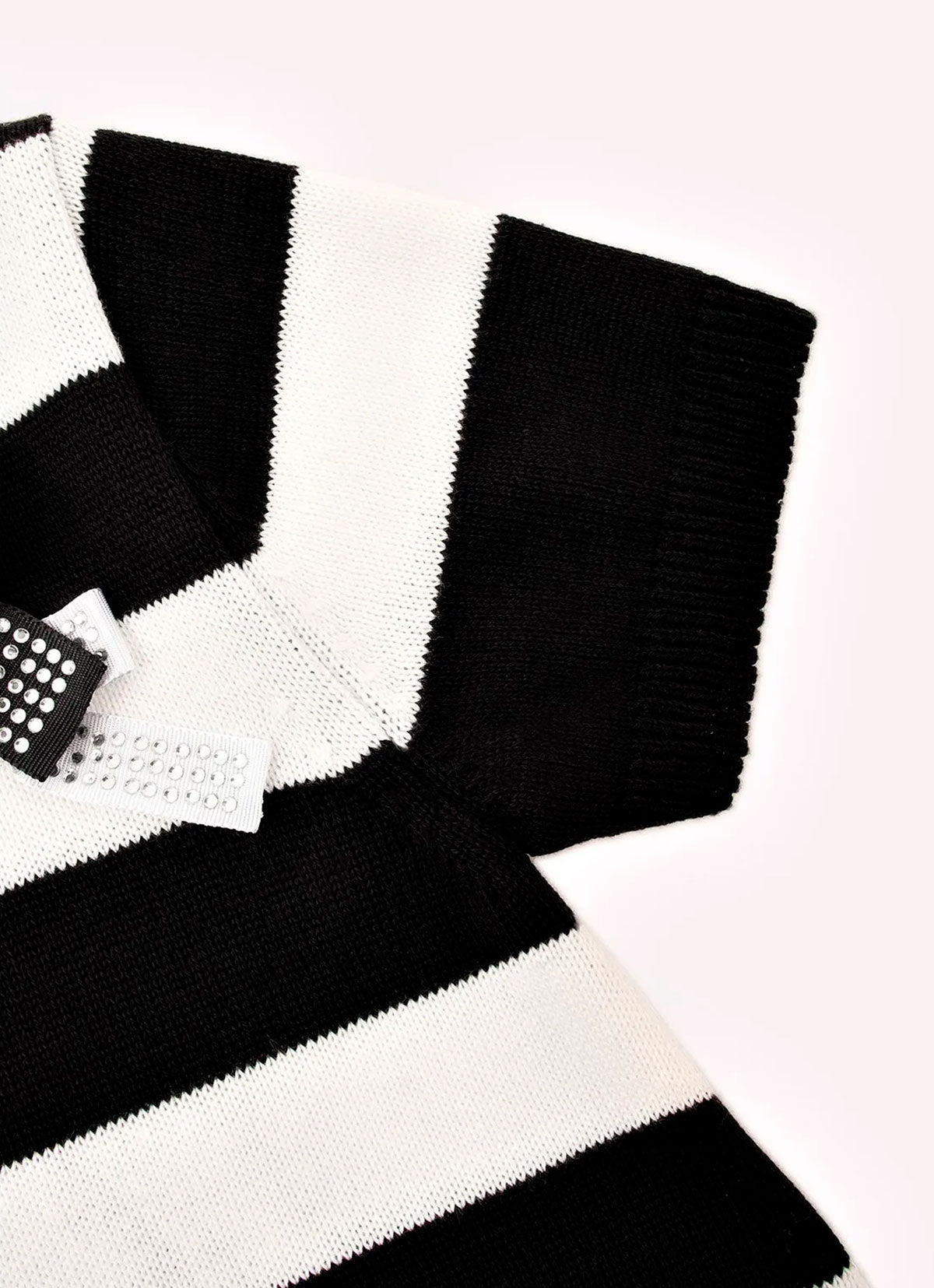 Vestido Tricot Listrado Laços Cristal