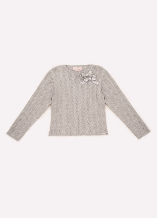 Blusa Tricot Ponto Rendado Laços