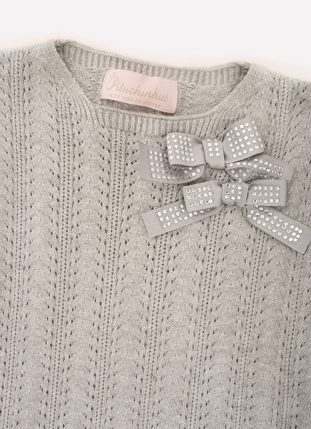 Blusa Tricot Ponto Rendado Laços