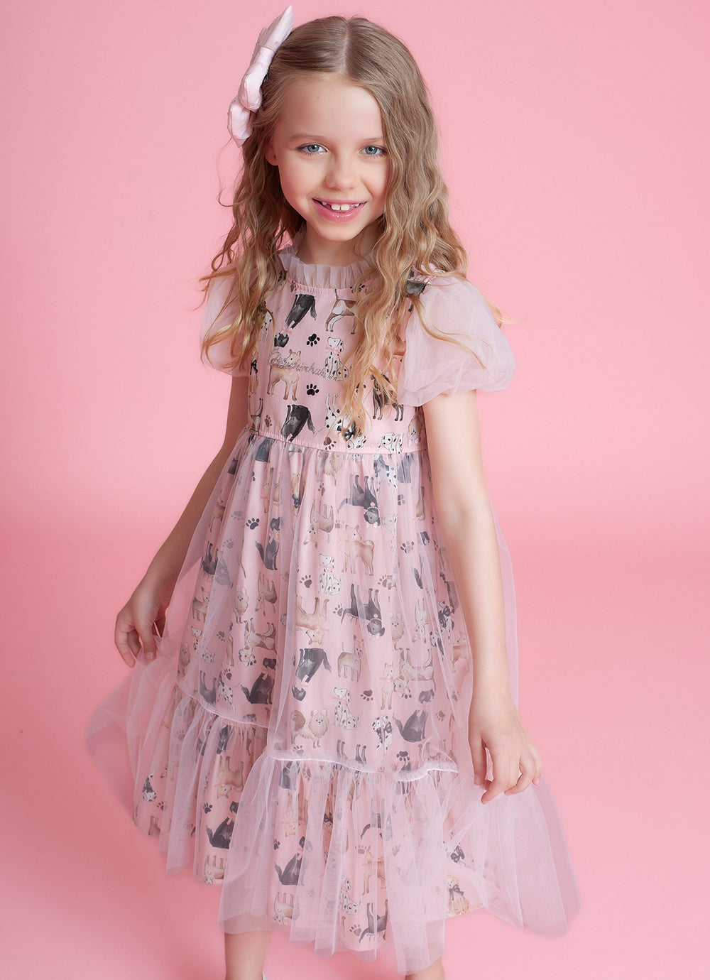 Vestido Algodão Mangas Tule