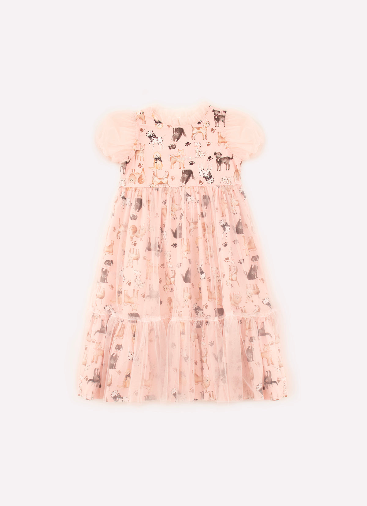 Vestido Algodão Mangas Tule