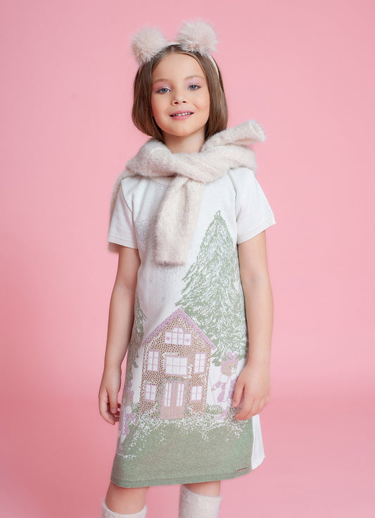 Vestido Tricot Cenário Neve Cristal