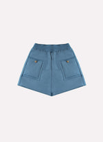 Short Puffer Tricoline Bolsos Botões Joia Coração