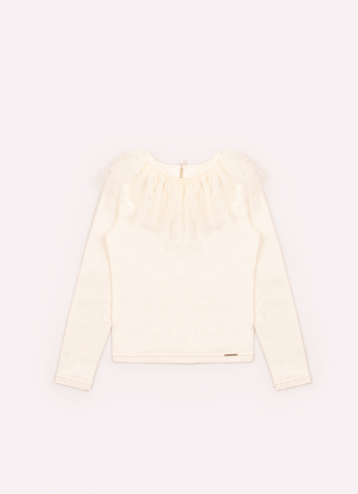 Blusa Cotton Gola Tule Cristais