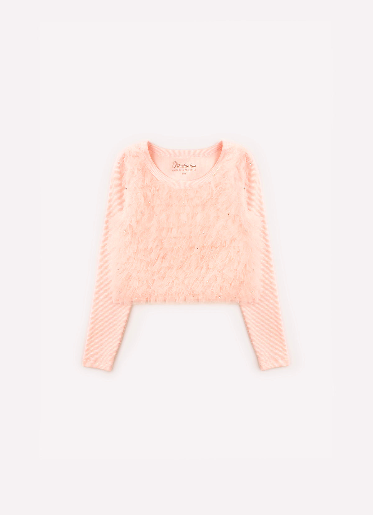 Blusa Cropped Ribana Tule Cristais