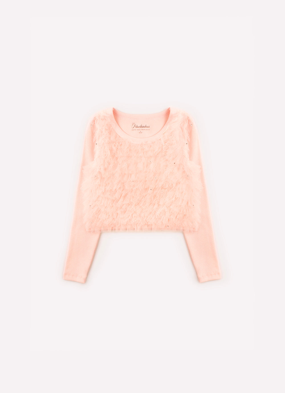 Blusa Cropped Ribana Tule Cristais
