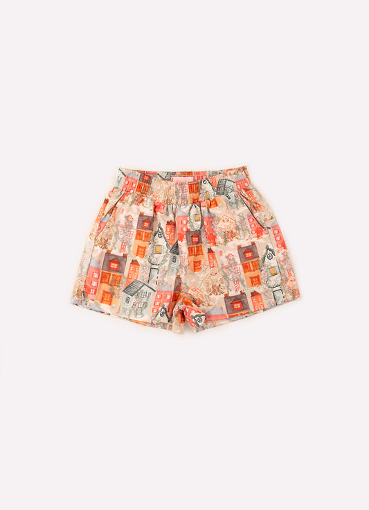 Short Algodão Estampado Casinhas