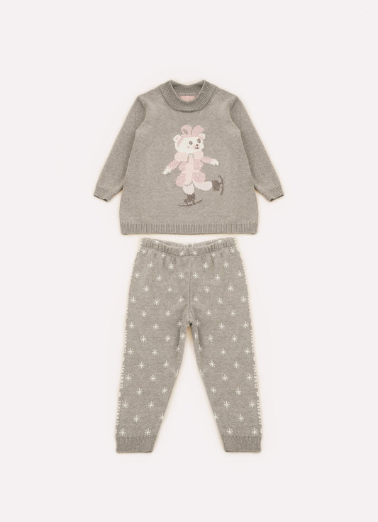 Conjunto Tricot Blusa Ursinha e Legging