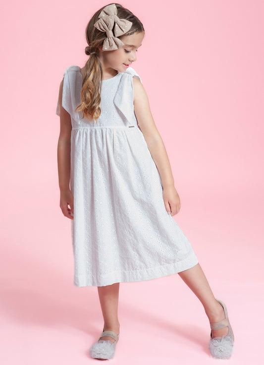 Vestido Broderi Laços Ombros